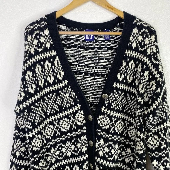 Vintage Gap Black & White Knit Cardigan Sweater - Picture 2 of 9